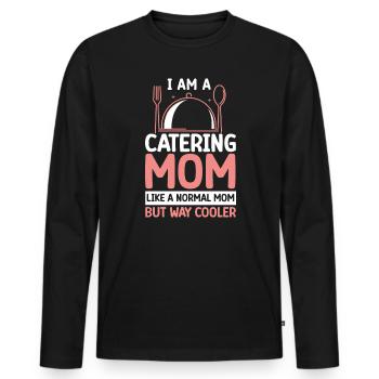 Service traiteur Restauration Chef serveur - T-shirt manches longues Premium bio Homme - noir - Devant - Nico (187cm)