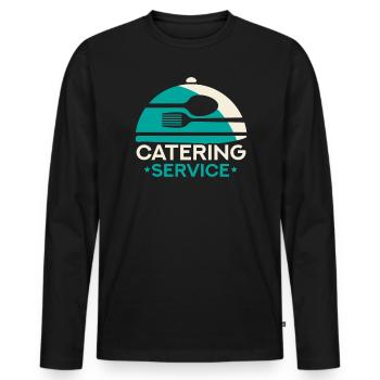 Service traiteur Traiteur Chef cuisinier Serveur - T-shirt manches longues Premium bio Homme - noir - Devant - Nico (187cm)