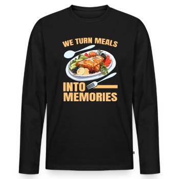 Service traiteur Traiteur Chef cuisinier Serveur - T-shirt manches longues Premium bio Homme - noir - Devant - Nico (187cm)