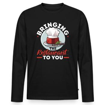 Service traiteur Restauration Chef serveur - T-shirt manches longues Premium bio Homme - noir - Devant - Nico (187cm)