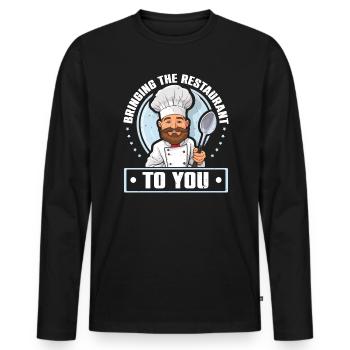 Service traiteur Restauration Chef serveur - T-shirt manches longues Premium bio Homme - noir - Devant - Nico (187cm)