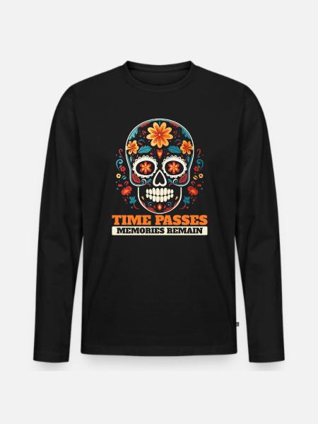 Dia De Los Muertos Sugar Skull Mexican Holiday - Men's Premium Organic Long Sleeve Shirt - black