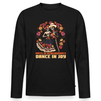 Dia De Los Muertos Sugar Skull Mexican Holiday - Men's Premium Organic Long Sleeve Shirt - black - Front - Nico (187cm)