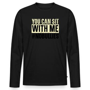 Tag der Einheit, Anti-Mobbing, Mobbing-Prävention, Freundlichkeit - Männer Premium Bio Langarmshirt - Schwarz - Vorne - Nico (187cm)