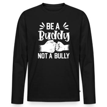 Tag der Einheit, Anti-Mobbing, Mobbing-Prävention, Freundlichkeit - Männer Premium Bio Langarmshirt - Schwarz - Vorne - Nico (187cm)
