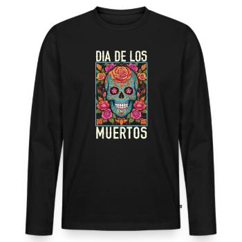 Dia de los Muertos Sugar Skull Mexikanischer Feiertag - Männer Premium Bio Langarmshirt - Schwarz - Vorne - Nico (187cm)