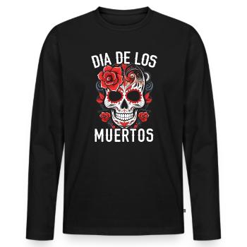 Dia de los Muertos Sugar Skull Mexikanischer Feiertag - Männer Premium Bio Langarmshirt - Schwarz - Vorne - Nico (187cm)