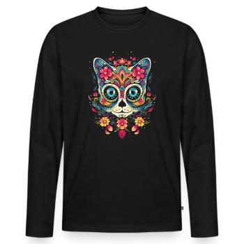Dia De Los Muertos Sugar Skull Mexican Holiday - Men's Premium Organic Long Sleeve Shirt - black - Front - Nico (187cm)