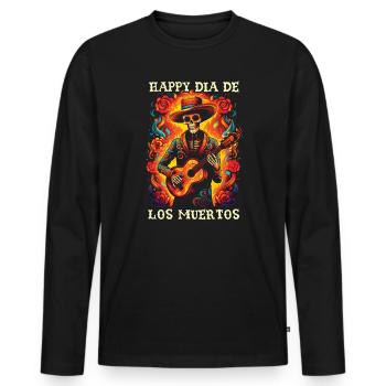 Dia De Los Muertos Sugar Skull Mexican Holiday - Men's Premium Organic Long Sleeve Shirt - black - Front - Nico (187cm)