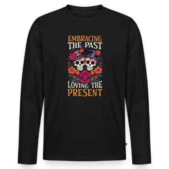 Dia de los Muertos Sugar Skull Mexikanischer Feiertag - Männer Premium Bio Langarmshirt - Schwarz - Vorne - Nico (187cm)