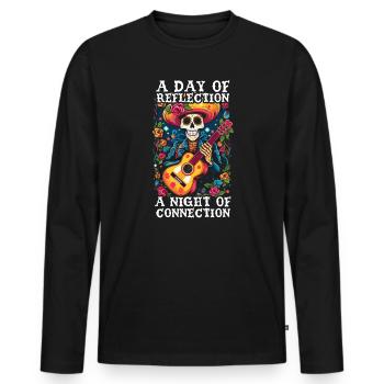 Dia de los Muertos Sugar Skull Mexikanischer Feiertag - Männer Premium Bio Langarmshirt - Schwarz - Vorne - Nico (187cm)