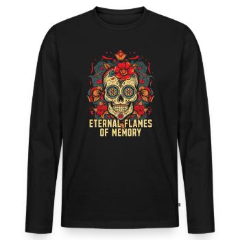 Dia de los Muertos Sugar Skull Mexikanischer Feiertag - Männer Premium Bio Langarmshirt - Schwarz - Vorne - Nico (187cm)