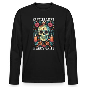 Dia de los Muertos Sugar Skull Mexikanischer Feiertag - Männer Premium Bio Langarmshirt - Schwarz - Vorne - Nico (187cm)