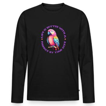 Parrot dear bird lovers comic parrot - Men's Premium Organic Long Sleeve Shirt - black - Front - Nico (187cm)