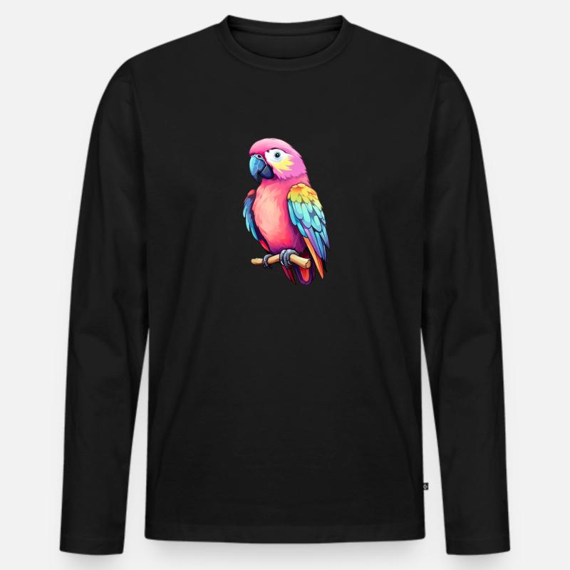 Vogel Bunter Papagei - Männer Premium Bio Langarmshirt - Schwarz