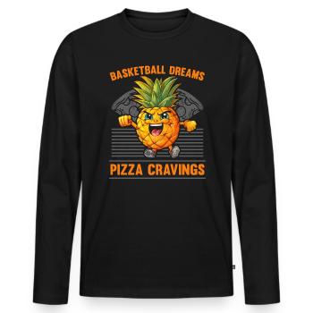 Ananas Basketball Tropische Frucht Sommer Sport - Männer Premium Bio Langarmshirt - Schwarz - Vorne - Nico (187cm)