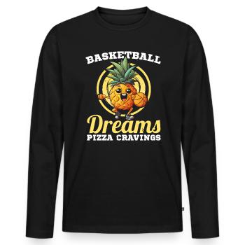 Ananas Basketball Tropische Frucht Sommer Sport - Männer Premium Bio Langarmshirt - Schwarz - Vorne - Nico (187cm)