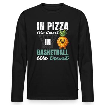 Ananas Basketball Tropische Frucht Sommer Sport - Männer Premium Bio Langarmshirt - Schwarz - Vorne - Nico (187cm)