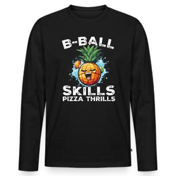 Ananas Basketball Tropische Frucht Sommer Sport - Männer Premium Bio Langarmshirt - Schwarz - Vorne - Nico (187cm)
