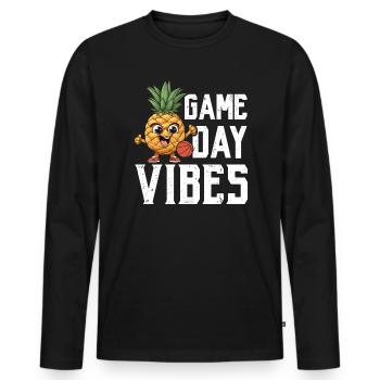 Ananas Basketball Tropische Frucht Sommer Sport - Männer Premium Bio Langarmshirt - Schwarz - Vorne - Nico (187cm)