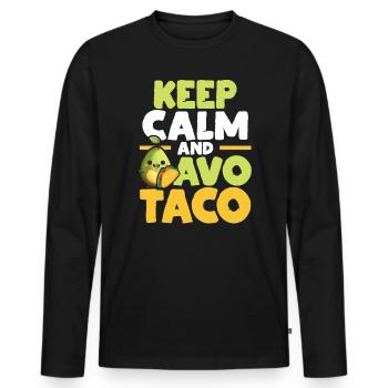 Avocado Taco Mexique Guacamole Lover Cinco De Mayo - T-shirt manches longues Premium bio Homme - noir - Devant - Nico (187cm)