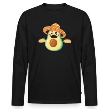 Avocado Taco Mexique Guacamole Lover Cinco De Mayo - T-shirt manches longues Premium bio Homme - noir - Devant - Nico (187cm)