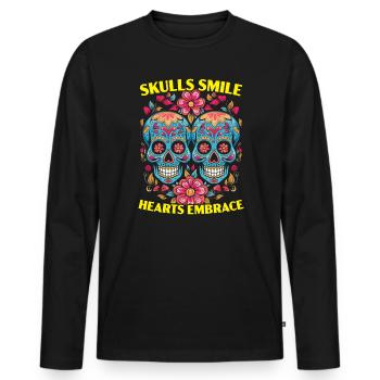 Dia De Los Muertos Sugar Skull Mexican Holiday - Men's Premium Organic Long Sleeve Shirt - black - Front - Nico (187cm)