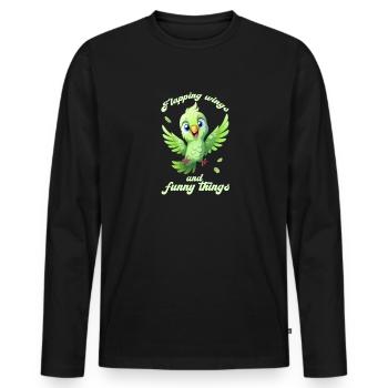 Flüge Spaß Comic Vogel - Männer Premium Bio Langarmshirt - Schwarz - Vorne - Nico (187cm)