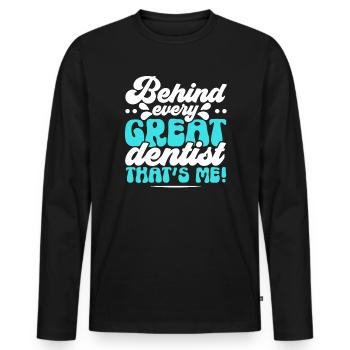 Dental Assistant Tooth Dentist Dentistry Teeth - Men's Premium Organic Long Sleeve Shirt - black - Front - Nico (187cm)