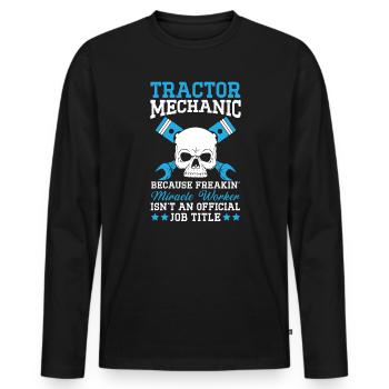 Traktormechaniker Ackerschlepper Reparatur Mechanisch - Männer Premium Bio Langarmshirt - Schwarz - Vorne - Nico (187cm)