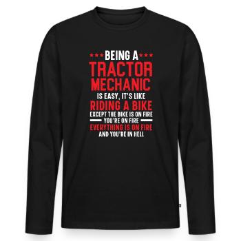 Traktormechaniker Ackerschlepper Reparatur Mechanisch - Männer Premium Bio Langarmshirt - Schwarz - Vorne - Nico (187cm)