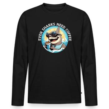 Kaffeehai-Liebhaber Meeresbiologie Koffein-Trinker - Männer Premium Bio Langarmshirt - Schwarz - Vorne - Nico (187cm)