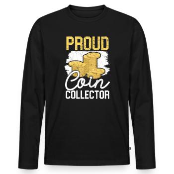 Coin Collector Numismatist Coin Collecting - Men's Premium Organic Long Sleeve Shirt - black - Front - Nico (187cm)