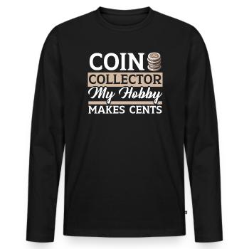 Münzsammler Numismatiker Münzsammler - Männer Premium Bio Langarmshirt - Schwarz - Vorne - Nico (187cm)