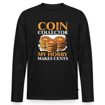 Coin Collector Numismatist Coin Collecting - Men's Premium Organic Long Sleeve Shirt - black - Front - Nico (187cm)