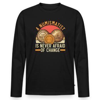 Coin Collector Numismatist Coin Collecting - Men's Premium Organic Long Sleeve Shirt - black - Front - Nico (187cm)