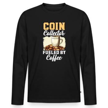 Coin Collector Numismatist Coin Collecting - Men's Premium Organic Long Sleeve Shirt - black - Front - Nico (187cm)