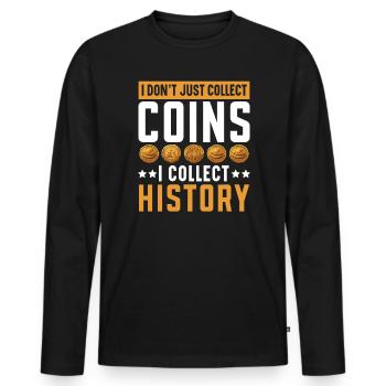 Coin Collector Numismatist Coin Collecting - Men's Premium Organic Long Sleeve Shirt - black - Front - Nico (187cm)