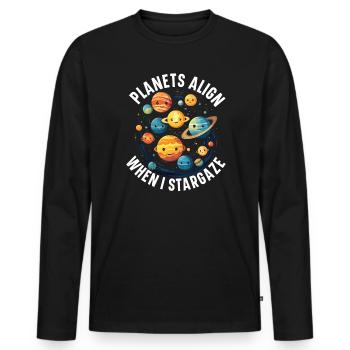 Astronom Astronomie Sternbilder Sterne Weltraum - Männer Premium Bio Langarmshirt - Schwarz - Vorne - Nico (187cm)