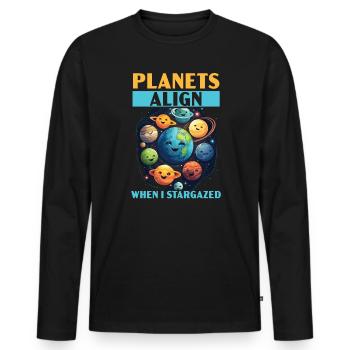 Astronom Astronomie Sternbilder Sterne Weltraum - Männer Premium Bio Langarmshirt - Schwarz - Vorne - Nico (187cm)