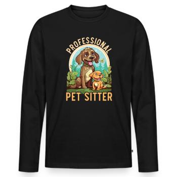 Pet Sitting Pet Lover Dog Walking Dog Sitter - Men's Premium Organic Long Sleeve Shirt - black - Front - Nico (187cm)