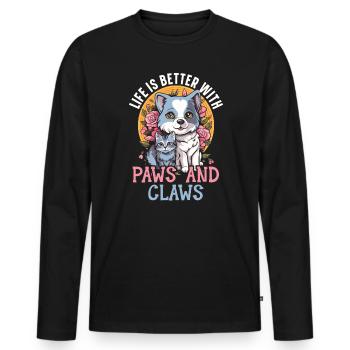 Pet Sitting Pet Lover Dog Walking Dog Sitter - Men's Premium Organic Long Sleeve Shirt - black - Front - Nico (187cm)
