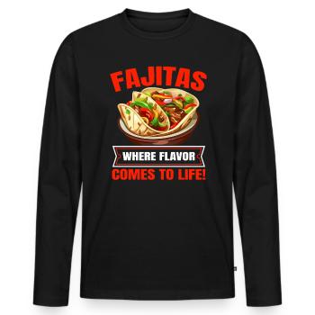 Fajita Tex-mex Cuisine Food Foodie Texas Mexican - Men's Premium Organic Long Sleeve Shirt - black - Front - Nico (187cm)