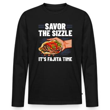 Fajita Tex-mex Cuisine Food Foodie Texas Mexican - Men's Premium Organic Long Sleeve Shirt - black - Front - Nico (187cm)