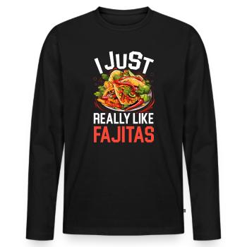 Fajita Tex-mex Cuisine Food Foodie Texas Mexican - Men's Premium Organic Long Sleeve Shirt - black - Front - Nico (187cm)