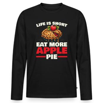 Tarte aux pommes Dessert Food Lover Foodie American Baker - T-shirt manches longues Premium bio Homme - noir - Devant - Nico (187cm)