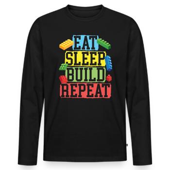 Master Builder Bricks Blocks Play Toys - Men's Premium Organic Long Sleeve Shirt - black - Front - Nico (187cm)