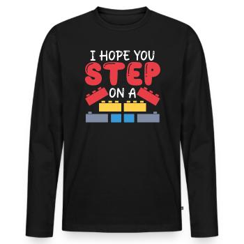 Master Builder Bricks Blocks Play Toys - Men's Premium Organic Long Sleeve Shirt - black - Front - Nico (187cm)