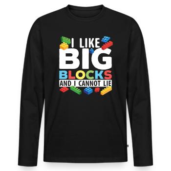 Master Builder Briques Blocs Jouer Jouets - T-shirt manches longues Premium bio Homme - noir - Devant - Nico (187cm)
