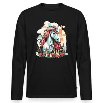 Chess Board Game Checkmate Strategy Chess Player - Men's Premium Organic Long Sleeve Shirt - black - Front - Nico (187cm)